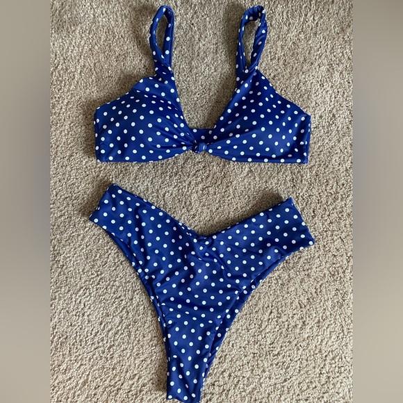 Blue Polka Dot Bikini Set - Picture 1 of 6